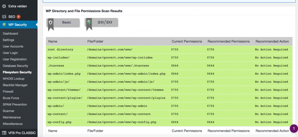 File permissies instellen in WordPress security