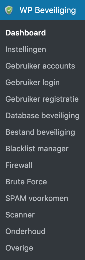 Wordpress Security Plugin Beveiliging opties