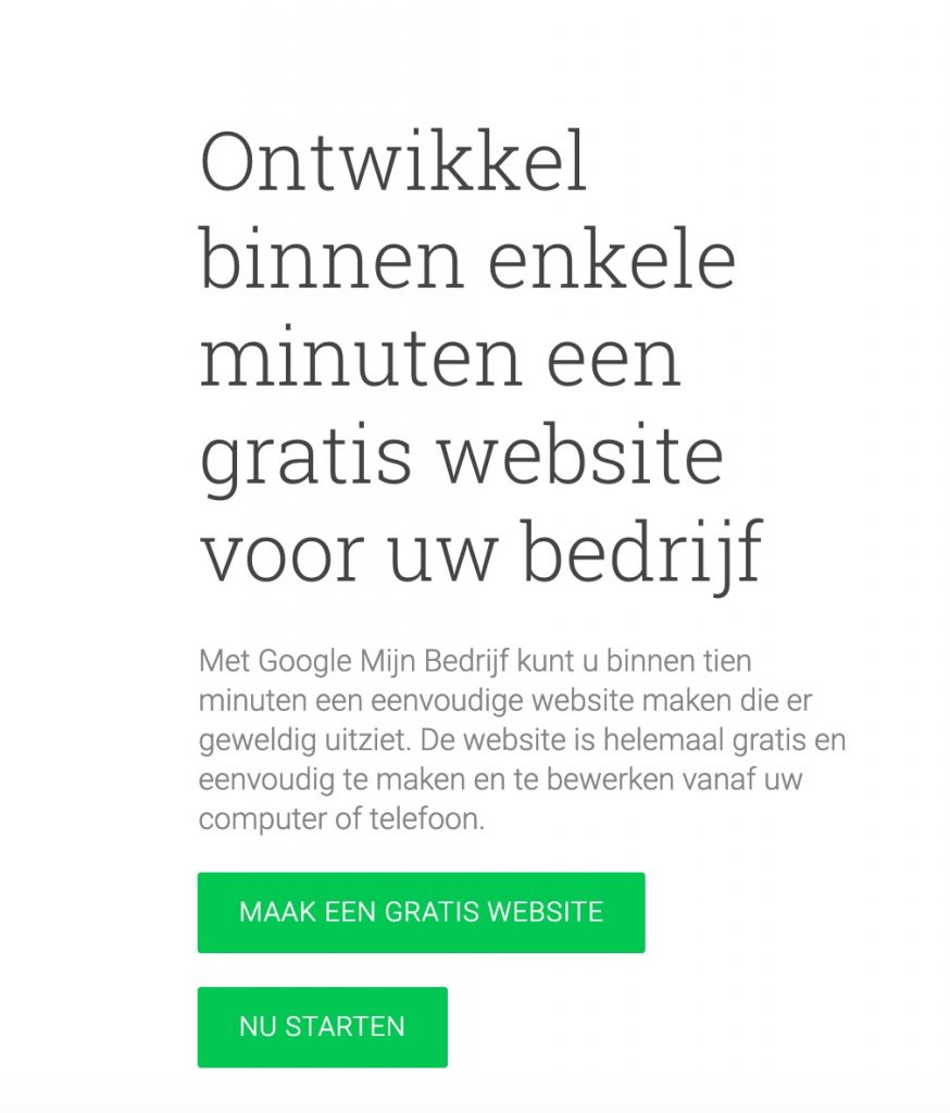 Gratis website bij Google Mijn Bedrijf