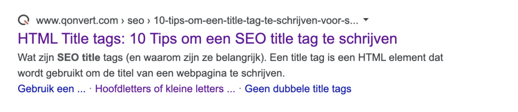 Voorbeeld SEO title tag